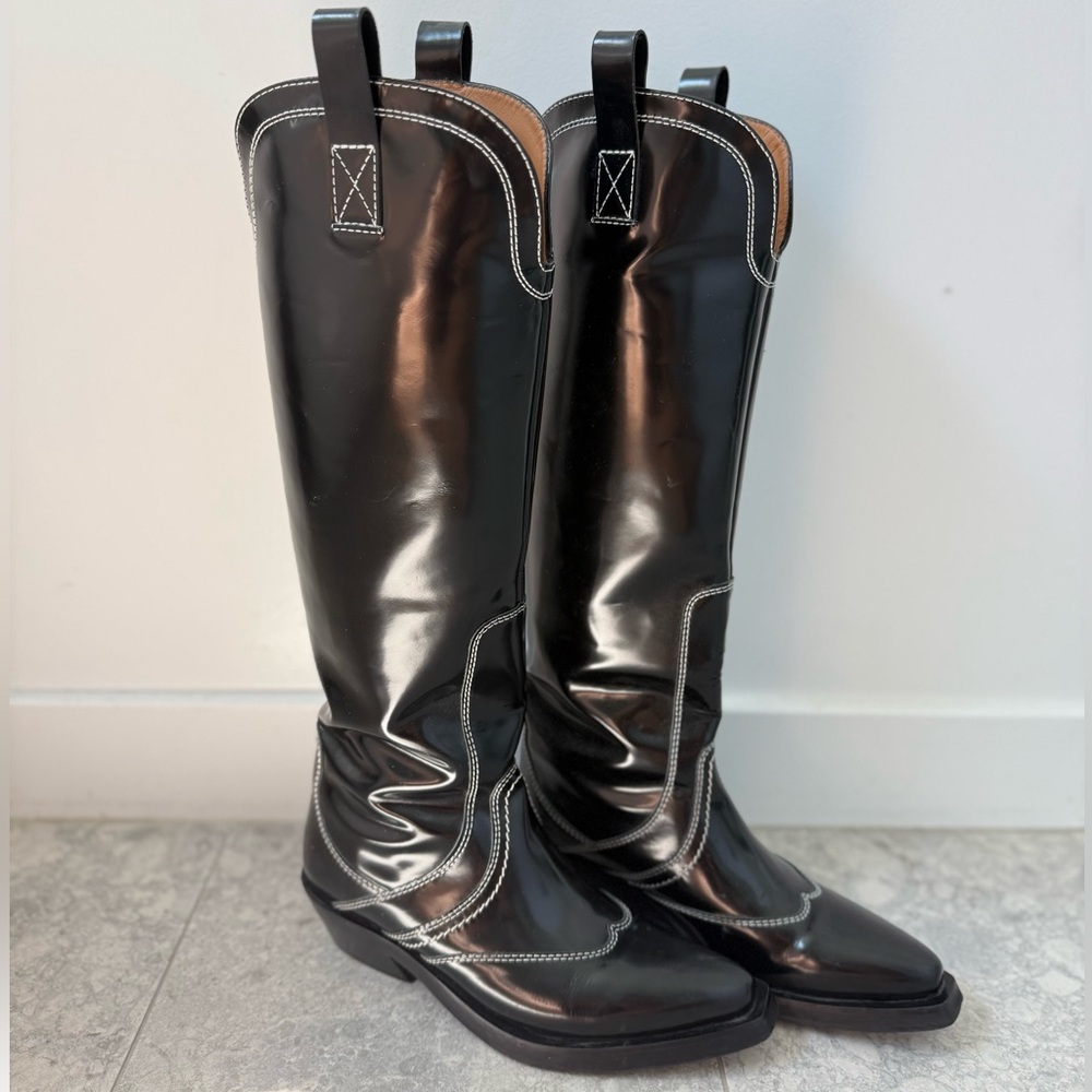 GANNI Western knee high boots